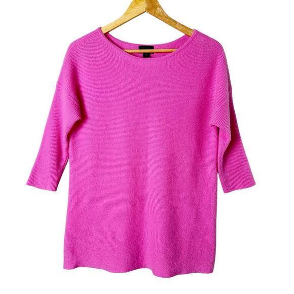 J.Crew Collection Italian Cashmere Sweater in Pink Boatneck 3/4 Sleeves, XS - Picture 2 of 10